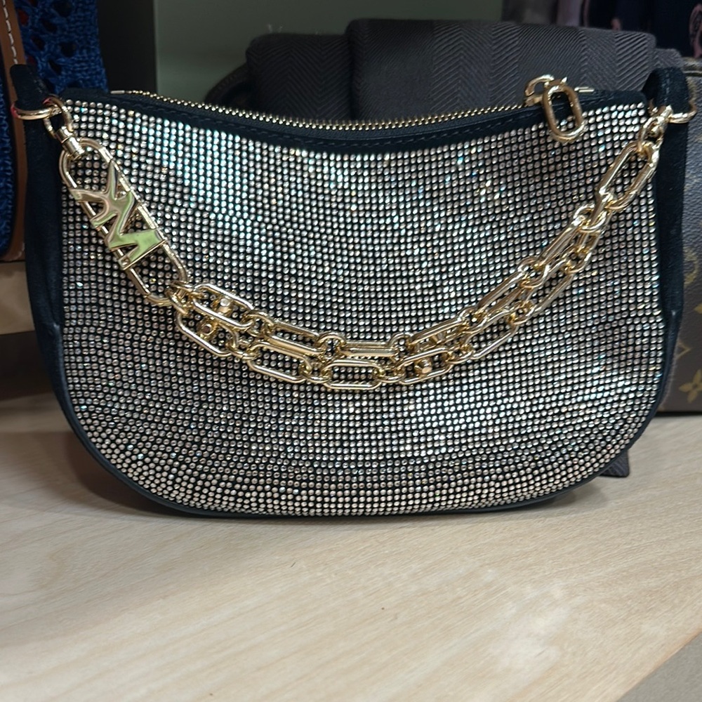 Michael Kors Black and Gold Shoulder Bag with Chunky Chain - Picture 3 of 8